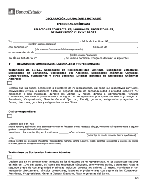 DECLARACIÓN JURADA (ANTE NOTARIO) (PERSONAS JURÍDICAS)