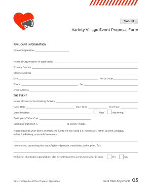 Variety Village Event Proposal Form