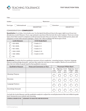 Teaching Tolerance Text Selection Tool