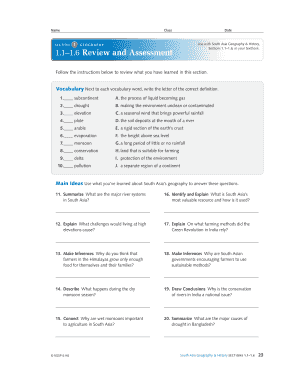 South Asia Geography Review Questions