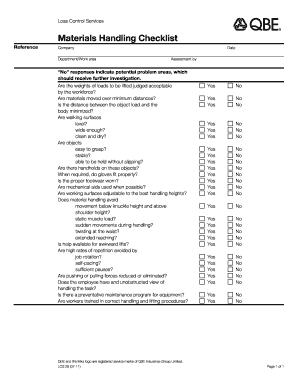 Memo template design - LCS 2620 Materials Handling Checklist