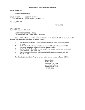 Motion to Postpone Trial