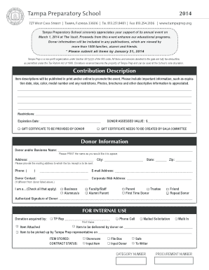 Tampa Prep Gala Donation Form