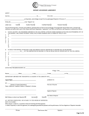 Deposit and Escrow Agreement