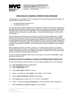 Medical Variance Request Form