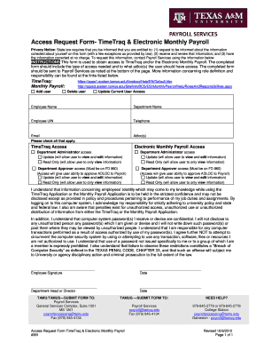 Access Request Form - TimeTraq & Electronic Monthly Payroll