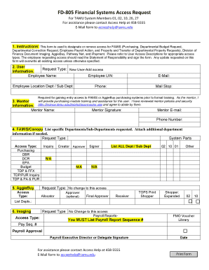 Texas A&M Financial Systems Access Request Form