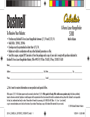 Bushnell G-Force Laser Rangefinder Rebate Form