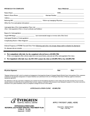 Anticoagulation Clinic Referral Form