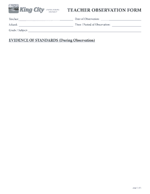 Teacher Observation Form