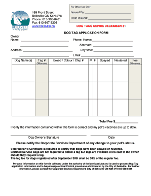 Dog Tag Application Form