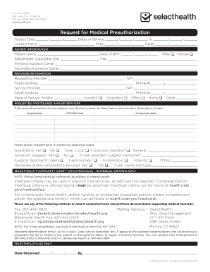 Request for Medical Preauthorization