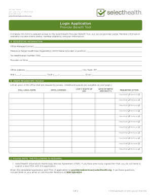 SelectHealth Provider Benefit Tool Login Application