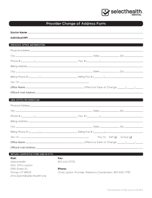 Provider Change of Address Form