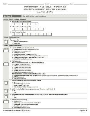 MDS 3.0 Resident Assessment Form