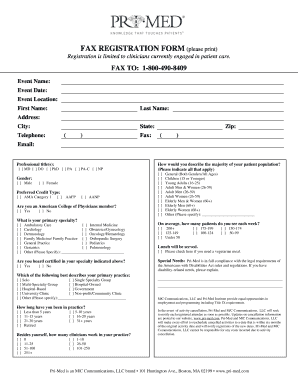 Fax Registration Form for Clinicians