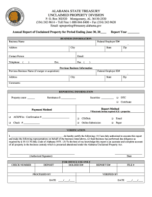Alabama Unclaimed Property Annual Report