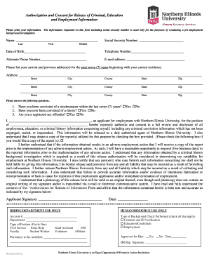 Authorization and Consent for Release of Criminal, Education and Employment Information