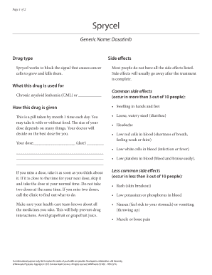 Sprycel Drug Information Form