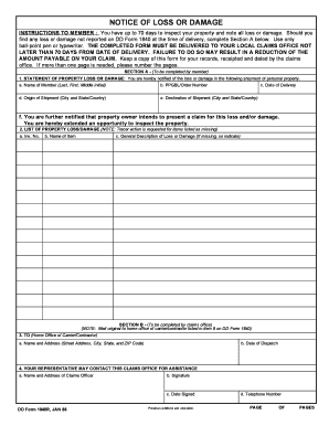 Notice of Loss or Damage