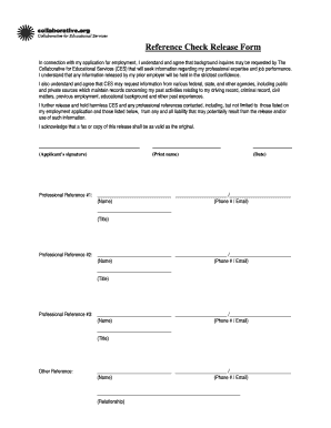 Reference Check Release Form