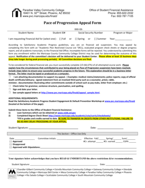 Pace of Progression Appeal Form