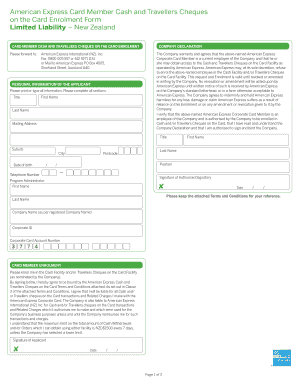 American Express Corporate Card Enrolment Form