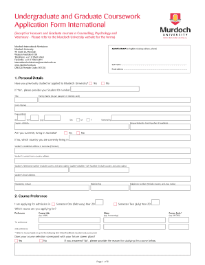 Murdoch University International Student Application Form
