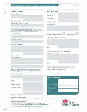 Rental Bonds Online Agency Registration Form