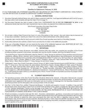 Sino-Forest Corporation Class Action Settlement Claim Form