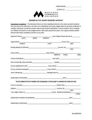 Arizona Out-of-County Residence Affidavit