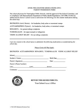 Over-the-Counter Medication Permission Form