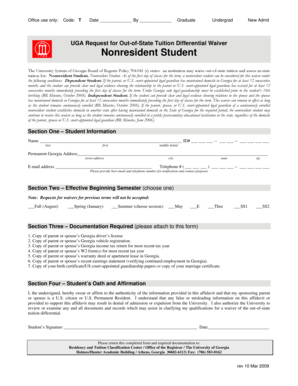 UGA Out-of-State Tuition Waiver Form