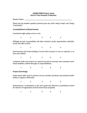 AmeriCorps End-of-Term Member Evaluation Form