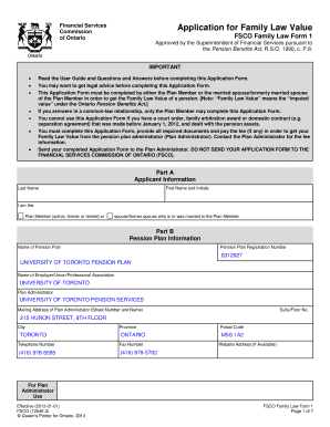Ontario Family Law Value Application Form
