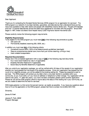 Virginia Donated Dental Services Application