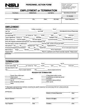 Personnel Action Form