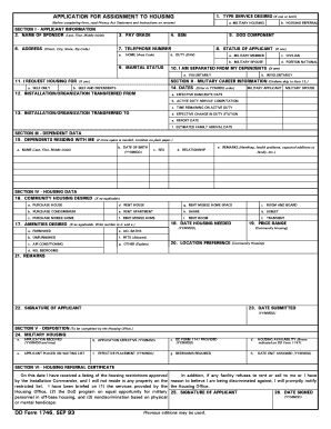 US Military Housing Application Form