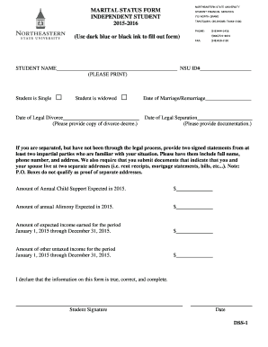 Northeastern State University Marital Status Form