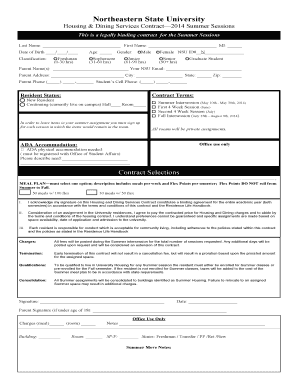 Northeastern State University Housing Contract