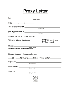 Proxy Letter for Food Box Pickup