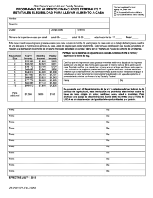 Solicitud del Programa de Ayuda de Alimento de Emergencia de Ohio