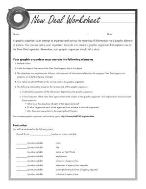 New Deal Agency Graphic Organizer