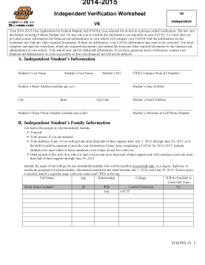 Independent Verification Worksheet V6