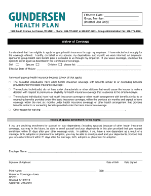 Waiver of Coverage