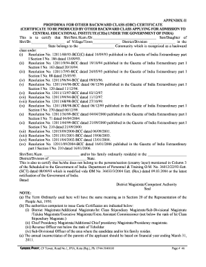 PROFORMA FOR OTHER BACKWARD CLASS OBC CERTIFICATE - careerpoint ac