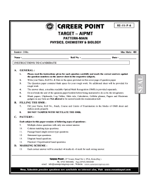 AIPMT Physics Chemistry Biology Exam
