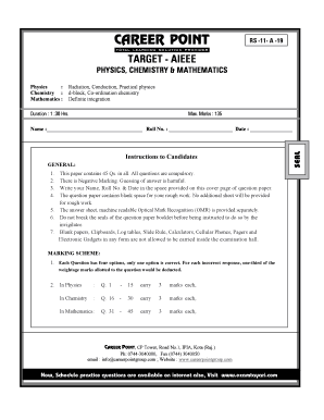 AIEEE Physics Chemistry Mathematics Exam