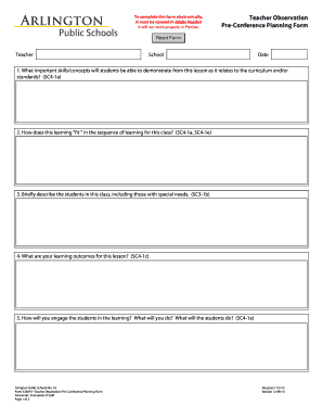 Teacher Observation Pre-Conference Planning Form