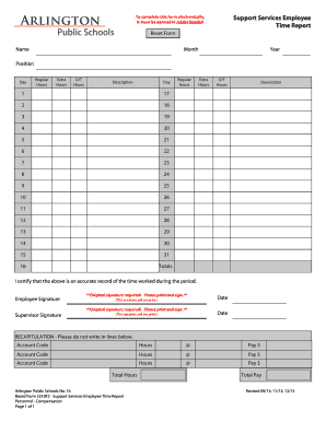 Support Services Employee Time Report